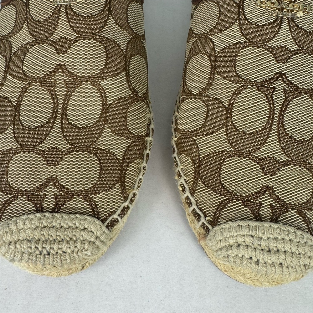 Coach Signature Brown and Tan Espadrille Slip-Ons - Picture 4 of 8